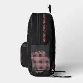 Black, Pink Plaid Patches, Name Bedruckter Rucksack (Rechts)
