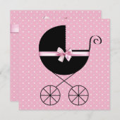 Black Pink Polka Dot Baby Dusche Einladung (Vorne/Hinten)