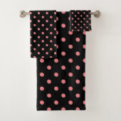 Black Pink Polka Dot Badhandtuch Set (Insitu)
