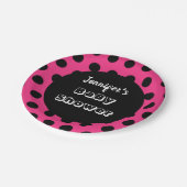 Black & Pink Polka Dot Custom Baby Dusche Pappteller (Schrägansicht)