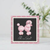 Black Pink Poodle Kinderdusche Einladungen (Stehend Vorderseite)