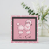 Black Pink Poodle Kinderdusche Einladungen (Stehend Vorderseite)
