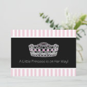 Black Pink Princess Baby Dusche Einladung (Stehend Vorderseite)