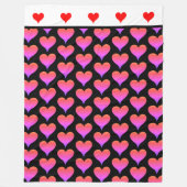 Black Pink Purple Red Hearts Fleecedecke (Vorderseite)