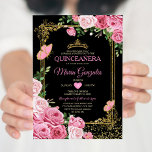 Black Pink Quinceañera Crown Butterfly 15 Anos Einladung<br><div class="desc">Black Pink Quinceañera Gold Crown mexikanische Schmetterling Einladung Mis Quince 15 Anos,  16. Geburtstag, </div>
