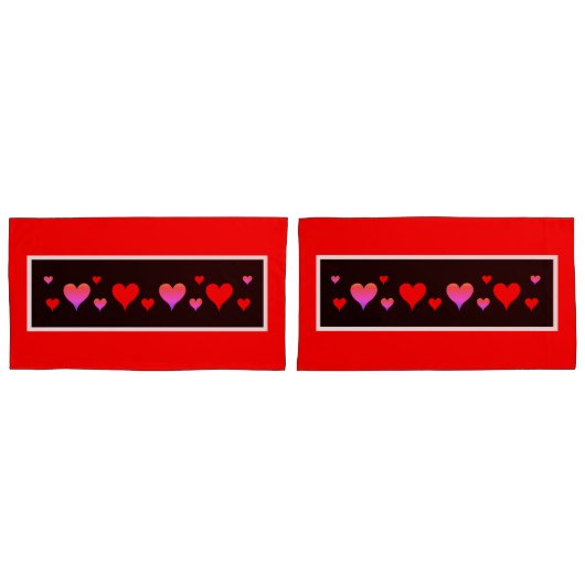Black Pink Red Hearts  Kissenbezug (Vorderseite-Set)