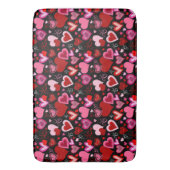 Black Pink Red Hearts Love Pattern Badematte (Vorderseite Vertikal)