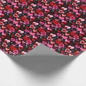 Black Pink Red Hearts Love Pattern Geschenkpapier (Ecke)