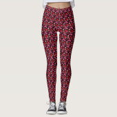 Black Pink Red Hearts Love Pattern Leggings (Vorderseite)