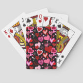 Black Pink Red Hearts Love Pattern Spielkarten (Rückseite)