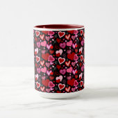 Black Pink Red Hearts Love Pattern Tasse (Zentrum)