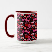 Black Pink Red Hearts Love Pattern Tasse (Links)