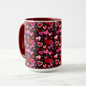 Black Pink Red Hearts Love Pattern Tasse (Vorderseite Links)