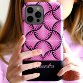 Black Pink Retro 1920s Gatsby Palms Script Name Case-Mate iPhone Hülle