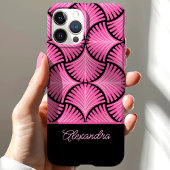 Black Pink Retro 1920s Gatsby Palms Script Name Case-Mate iPhone Hülle