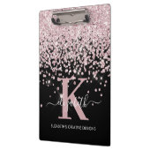 Black Pink Rose Gold Diamond Glitzer Mit Monogramm Klemmbrett (Links)