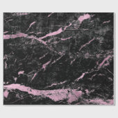 Black Pink Rose Grungy Abstrakt Marble Stone Glam Geschenkpapier (Flach)