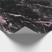Black Pink Rose Grungy Abstrakt Marble Stone Glam Geschenkpapier (Ecke)
