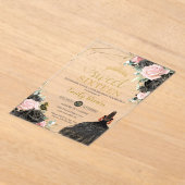 Black Pink Roses Floral Tan Princess 16 . Geburtst Acryleinladungen (Ablage )