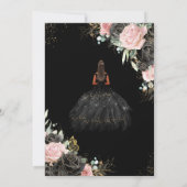 Black Pink Roses Floral Tan Princess 16 . Geburtst Einladung (Rückseite)