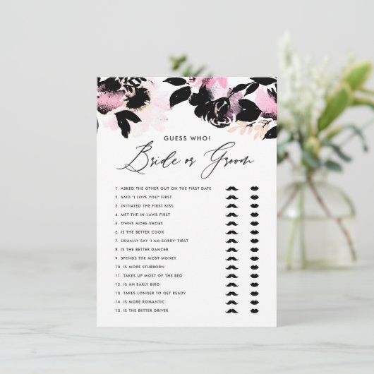 Black Pink sagte er sagte, sie sagte Braut oder Ga Begleitkarte (Stehend Vorderseite)