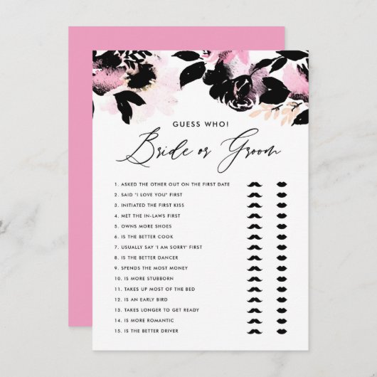 Black Pink sagte er sagte, sie sagte Braut oder Ga Begleitkarte (Vorne/Hinten)