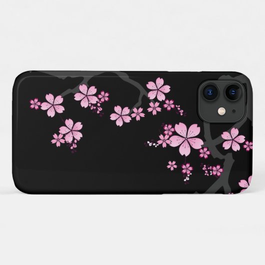 Black Pink Sakura japanisches Design: Case-Mate iPhone Hülle (Rückseite (Horizontal))