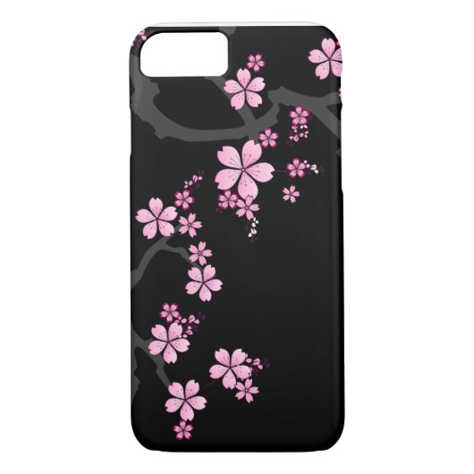 Black Pink Sakura japanisches Design: Case-Mate iPhone Hülle (Rückseite)