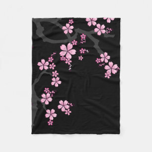 Black Pink Sakura japanisches Design: Fleecedecke