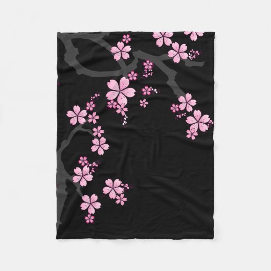 Black Pink Sakura japanisches Design: Fleecedecke (Vorderseite)