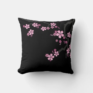 Black Pink Sakura japanisches Design: Kissen