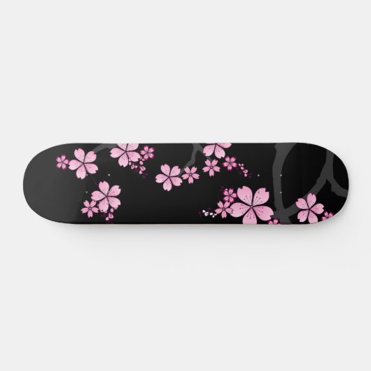 Black Pink Sakura japanisches Design: Skateboard (Horizontal)