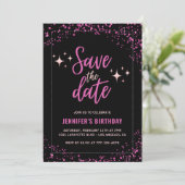 Black Pink Save the Date 76. Einladung (Stehend Vorderseite)