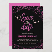 Black Pink Save the Date 87. Einladung (Vorne/Hinten)