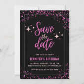 Black Pink Save the Date 94. Geburtstag Einladung (Vorderseite)