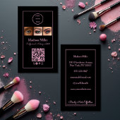 Black Pink Script Logo QR Code Photo Makeup Visitenkarte