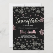 Black Pink Silver Winter Baby Dusche Einladungen (Vorderseite)