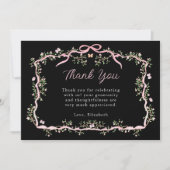 Black Pink Spring Garden Baby Dusche Dankeskarte (Vorderseite)