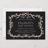 Black Pink Spring Garden Baby Dusche Einladung (Vorderseite)