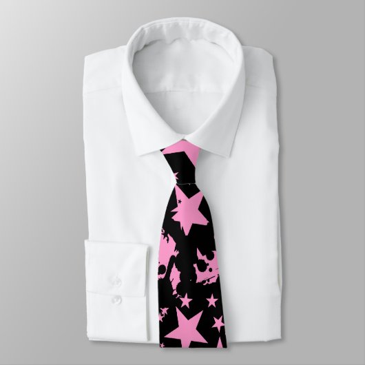 Black & Pink Star Neck Tie Krawatte (Gebunden)