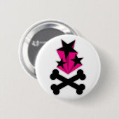 Black Pink Stars Crossbones Button (Vorne & Hinten)