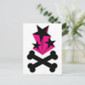 Black Pink Stars Crossbones Postkarte (Stehend Vorderseite)