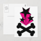 Black Pink Stars Crossbones Postkarte (Vorne/Hinten)