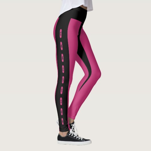 Black Pink Stripes Pattern Individuelle Name Chris Leggings (Rechts)