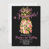 Black Pink Sweet a Pineapa Birthday Party Einladung (Vorderseite)