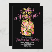Black Pink Sweet a Pineapa Birthday Party Einladung (Vorne/Hinten)