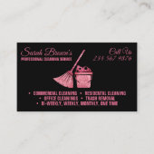 Black Pink Tone Reinigung Magd Janitorial funkeln Visitenkarte (Vorderseite)