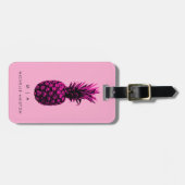 Black Pink Trendy Ananas | Monogramm Custom Gepäckanhänger (Vorderseite horizontal)