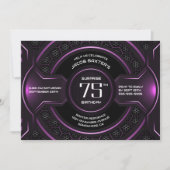 Black Pink Überraschung 75. Geburtstagsparty Einladung (Vorderseite)