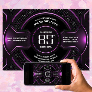 Black Pink Überraschung 85. Geburtstagsparty Einladung